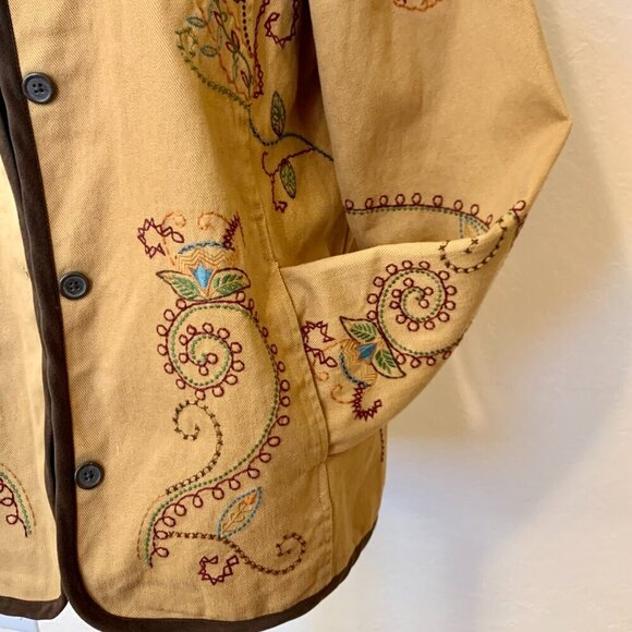 Womens cotton jacket SZ M embroidered Denim + Co - Picture 3 of 7